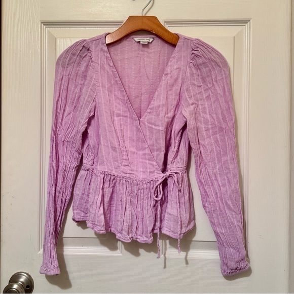 American Eagle- Women’s Lilac Wrap Peplum Blouse - Size XS - Picture 3 of 5